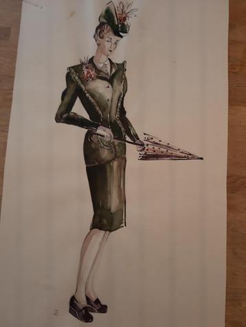 AQUAREL mode-ontwerptekeningen eind jaren 1940 beschikbaar voor biedingen