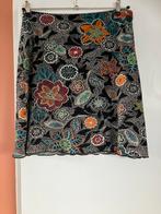 Bohemien zomerrok zwart bloemen oranje wijnrood 42, Maat 42/44 (L), Ophalen of Verzenden, Zo goed als nieuw, Boven de knie