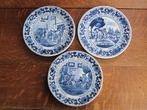3 oude, delftsblauwe borden., Antiek en Kunst, Antiek | Keramiek en Aardewerk, Ophalen of Verzenden