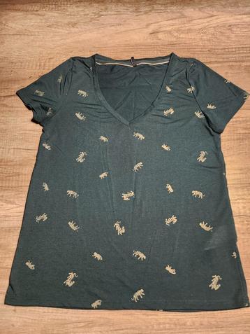 Leuk groen t-shirt met goudkleurige tijgers, Only, maat S beschikbaar voor biedingen