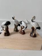 4 porselein kraanvogel crane vintage retro antiek, Ophalen of Verzenden, Zo goed als nieuw, Dier
