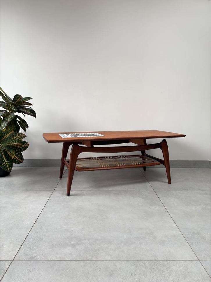 Vintage Teakhouten Salontafel Louis van Teeffelen Webe, Huis en Inrichting, Tafels | Salontafels, Zo goed als nieuw, Minder dan 50 cm