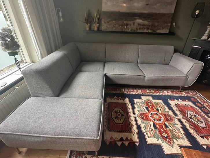 Grijze DFS Hoekbank - Zeer Goede Staat!, Huis en Inrichting, Banken | Complete zithoeken, Zo goed als nieuw, Metaal, Stof, Ophalen