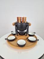 Vintage fonduepan set Nissen gietijzer hout Zweden '60 NOS, Witgoed en Apparatuur, Fonduesets, N, N, Brander, Fondueset