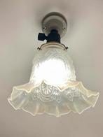 Porseleinen lampenvoet met bajonet fitting glazen kap, Ophalen of Verzenden, Zo goed als nieuw