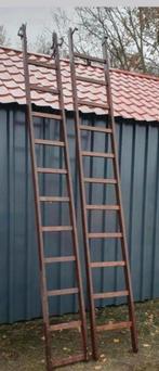 Retro Hardhouten Uitschuifladder - 560cm, Doe-het-zelf en Verbouw, Ladders en Trappen, Ophalen, Gebruikt, Ladder, Opvouwbaar of Inschuifbaar