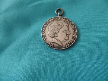 zilveren Jubileum munt 25 jaar Juliana 1948 - 1973 hanger beschikbaar voor biedingen
