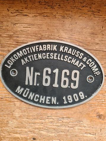 Aluminium Plaat Lokomotivfabrik Krauss 1909 beschikbaar voor biedingen