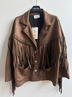 GOLD AND SILVER suedine jasje met franjes mt TU