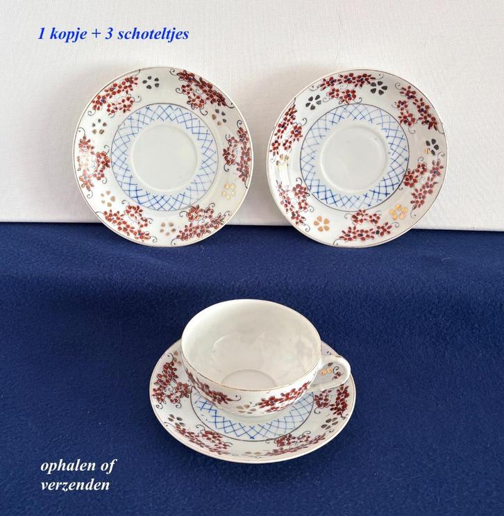 1 Kop + 3 Schotels eierschaal uit Opoes boedel Antiek, Antiek en Kunst, Antiek | Servies los, Ophalen