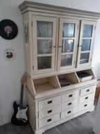 Prachtige vintage buffetkast houten witte vitrine kast, Huis en Inrichting, Gebruikt, 100 tot 150 cm, 200 cm of meer, Ophalen of Verzenden