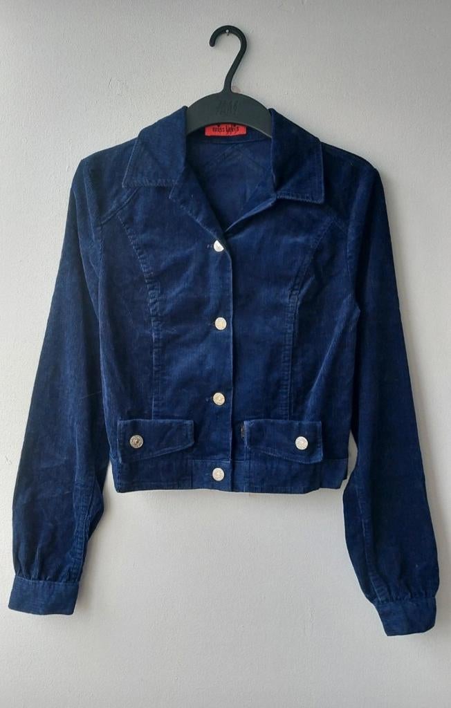 Vintage 60s 70s rare Miss Levis corduroy jasje, Kleding | Dames, Jassen | Zomer, Zo goed als nieuw, Maat 36 (S), Blauw, Ophalen of Verzenden