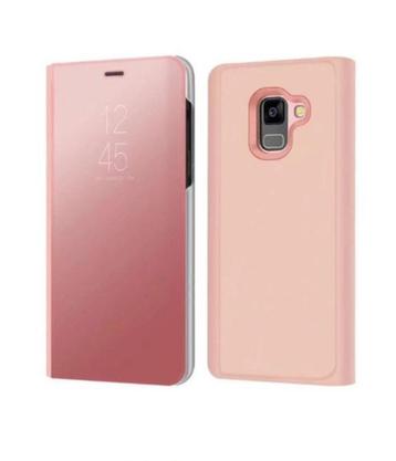 Clear View Stand Cover Set voor de Galaxy A8 (2018) _ Roze