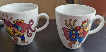 Koffiemok - 2stuks - blauw/rood - hoogte 8.5 cm - NIEUW beschikbaar voor biedingen