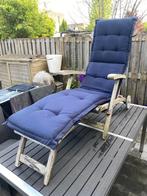 Mooi verrijdbaar-, inklapbaar tuin ligbed (Populair Teak), Ophalen, Zo goed als nieuw, Teakhout, Verstelbaar
