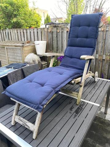 Mooi verrijdbaar-, inklapbaar tuin ligbed (Populair Teak) beschikbaar voor biedingen