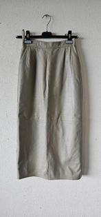 grijs leer maxirok maat 36 (22623) vintage retro, Kleding | Dames, Rokken, Verzenden, Zo goed als nieuw, Maat 36 (S), Grijs