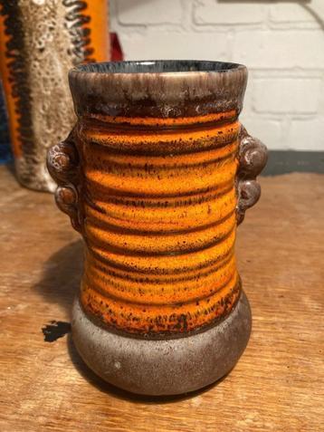 Strehla vaas keramiek DDR oranje bruin vintage jaren 60 beschikbaar voor biedingen