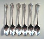 6 Lepeltjes Douwe Egberts met parelrand. Verzilverd., Verzilverd, Ophalen of Verzenden, Zo goed als nieuw, Metaal