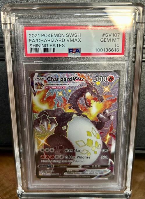 PSA 10 – Shiny Charizard VMAX – SV107 Shining Fates, Hobby en Vrije tijd, Verzamelkaartspellen | Pokémon, Nieuw, Losse kaart, Foil