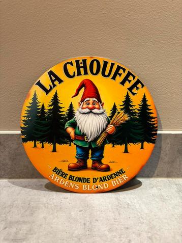 Mancave Bar Café Wanddecoratie metalen bordje La Chouffe beschikbaar voor biedingen