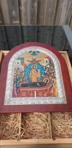 998 zilveren Byzantijns houten icoon, Ophalen of Verzenden