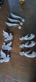 9 stuks Kerst engel duif en ster zilver, Ophalen