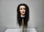 Oefen-Kappershoofd, 100% echt haar, 50 cm, Zwart+Tafelklem, Ophalen of Verzenden, Zo goed als nieuw, Pruik of Haarverlenging