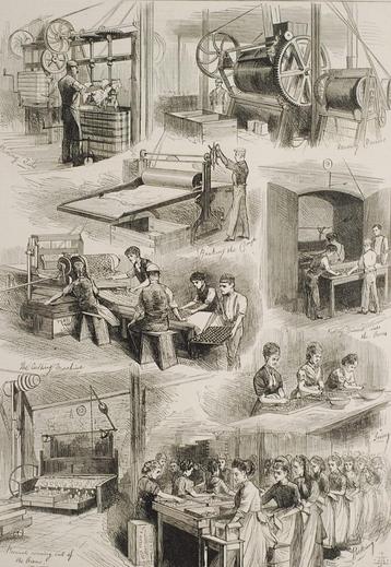Koekjesfabriek - Antieke illustratie (1874) beschikbaar voor biedingen