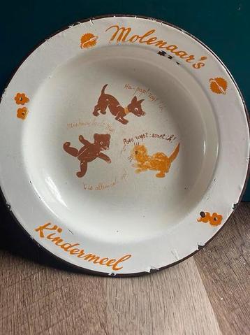 Vintage emaille kinderbord Molenaar’s kindermeel jaren ‘50 beschikbaar voor biedingen