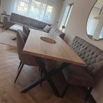 Taupe hoekbank+eetkamerbank 2 eetkamerstoelen, Ophalen