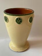 Vintage vaas / bloempot. Glazuur aardewerk. Beige met groen, Huis en Inrichting, Ophalen, Gebruikt, Geel, Aardewerk of Porselein