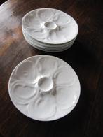 Zes mooie porselein oesterborden - wit, Huis en Inrichting, Keuken | Servies, Verzenden, Zo goed als nieuw, Porselein, Bord(en)
