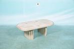 Minimalist travertin coffee table 70s Fedam l vintage marble, Ophalen of Verzenden