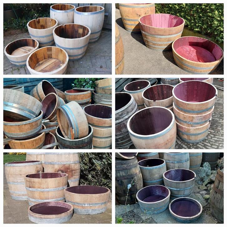 Houten Planten of waterbakken van Wijnvaten vijverplantenbak, Tuin en Terras, Waterpartijen en Fonteinen, Nieuw, Overige typen