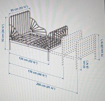 Ikea Minnen meegroeibed 80x200 Zwart - afbeelding 9