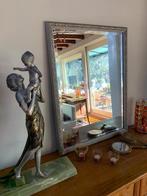 Grote zilverkleurige spiegel met geslepen glas, Ophalen, Rechthoekig, Minder dan 100 cm
