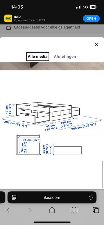 Bedframe ikea BRIMNES Bedframe met opberglades - afbeelding 4