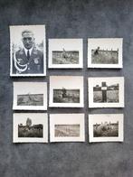 Lot 9 foto's Duitse Fluftwaffe Flak officier bezoekt graven, Verzenden, Landmacht, Duitsland, Foto of Poster