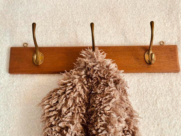 Vintage kapstok messing hout, Huis en Inrichting, Woonaccessoires | Kapstokken, Zo goed als nieuw, Wandkapstok, Minder dan 100 cm