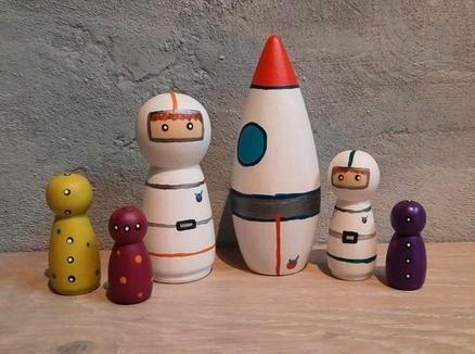 Astronauten peg dolls., Kinderen en Baby's, Speelgoed | Houten speelgoed, Nieuw, Ophalen of Verzenden