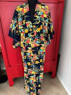 Vintage Japanse Zomer Kimono met Bloemen, Overige kleuren, Maat 42/44 (L), Ophalen of Verzenden, Gedragen