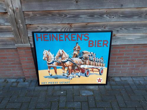 Grote Heineken canvas reclame bord uit jaren 90, Verzamelen, Merken en Reclamevoorwerpen, Gebruikt, Reclamebord, Ophalen