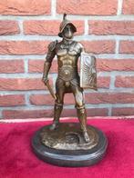 bronzen topbeeld, Romeinse gladiator met zwaard en schild, Antiek en Kunst, Ophalen of Verzenden