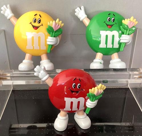 Zeldzaam! 3 Vintage M&M Mini dispensers met bloem Mars 1992, Verzamelen, Merken en Reclamevoorwerpen, Zo goed als nieuw, Ophalen