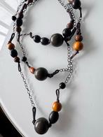 Houten kralen ketting, Ophalen of Verzenden, Zo goed als nieuw, Bruin, Overige materialen