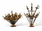 Toledo Style Cocktailprikkers Miniatuur Zwaarden Metaal Goud, Ophalen of Verzenden