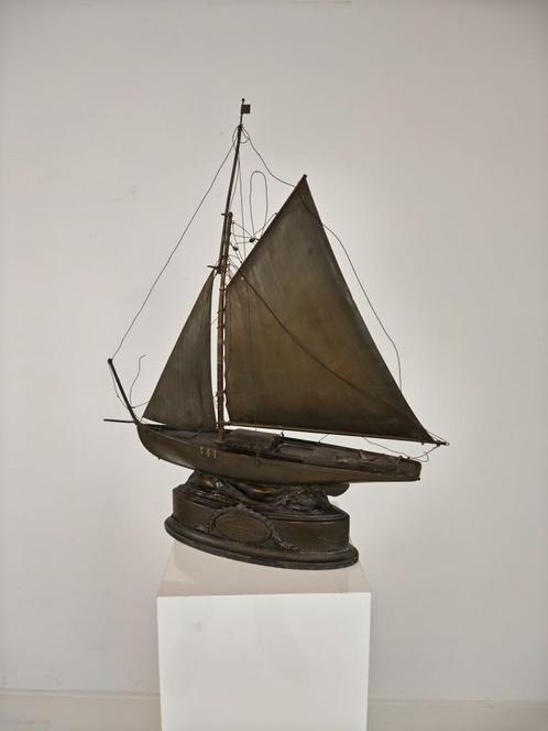 Zeldzaam Messing Zeilschip – Ondertekend en Gemaakt in 1912, Verzamelen, Scheepvaart, Nieuw, Schaalmodel, Zeilboot, Ophalen