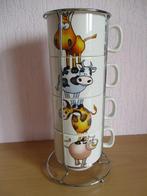 4 Soepkommen met rvs houder - dierenprint, Huis en Inrichting, Keuken | Servies, Ophalen of Verzenden, Zo goed als nieuw, Kom(men)