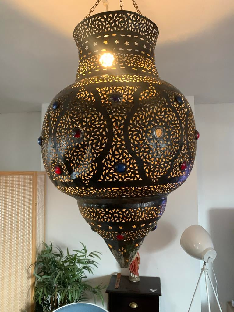 Marokkaanse Plafondlamp Metaal - 80x50cm, Ophalen of Verzenden, Zo goed als nieuw, Metaal, 75 cm of meer